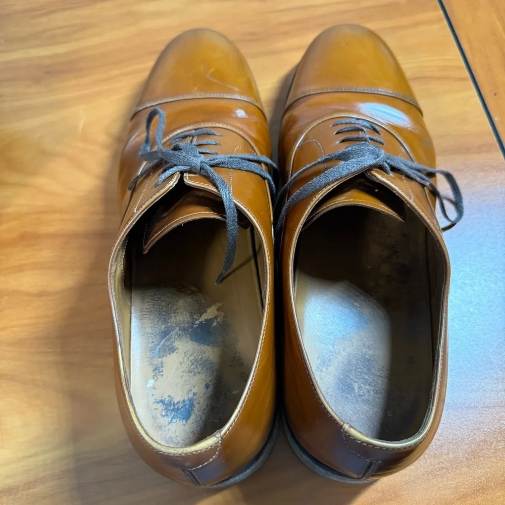 Brooks Brothers Golden Fleece Cap Toe Dress Shoe Lace Leather Italian Tan M9‎